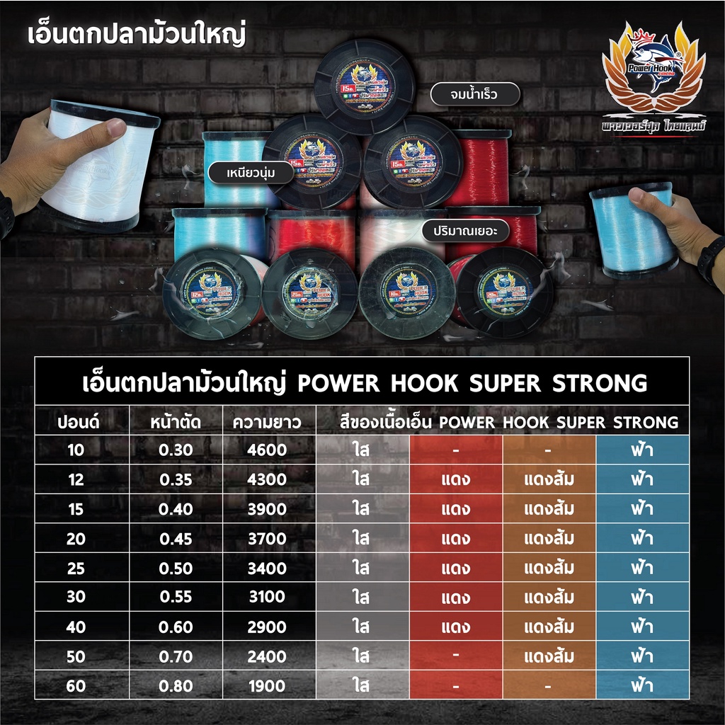 เอ็นตกปลา-ม้วนใหญ่มาก-power-hook-supers-strong-เหนียว-นุ่ม-จมน้ำเร็ว-การันตีด้วยยอดขาย