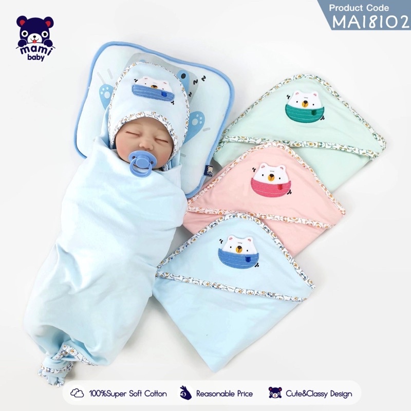 ผ้าห่อตัวเด็กแรกเกิด-mami-baby-contton-100-จ่ายปลายทางได้