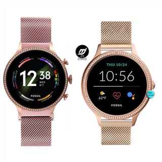 Fossil Gen 6 5E 42 มม. ผู้หญิง สายสมาร์ทวอทช์ Fossil Gen 6 5E 42 มม. สายมิลาน โลหะ สายแม่เหล็ก Fossil Q Venture Gen 4 เปลี่ยนได้ สายรัดข้อมือ