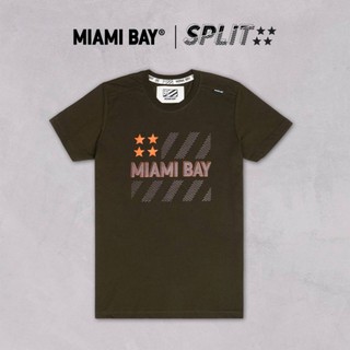 Miami Bay เสื้อยืดชาย รุ่น Split สีเขียวขี้ม้า