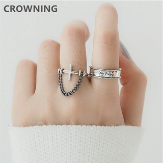 แหวนไขว้แบบเรียบง่ายสไตล์เกาหลีแหวนเงินไทยแหวนนิ้ว B754