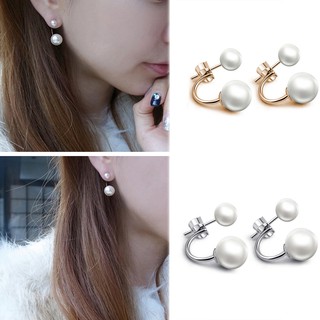 BPONLINE Womens Double Side Crystal Ball Simulated Pearl Stud Earrings