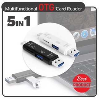 ภาพหน้าปกสินค้า5 in 1 USB 2.0 Type C / USB / Micro USB SD TF Memory Card Reader OTG Adapter ที่เกี่ยวข้อง