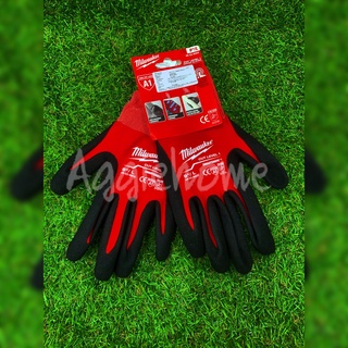 Milwaukee ถุงมือ กันบาด Cut Level 1 Dipped Gloves (สีแดง/ดำ) ถุงมือ กันบาด กันของมีคม