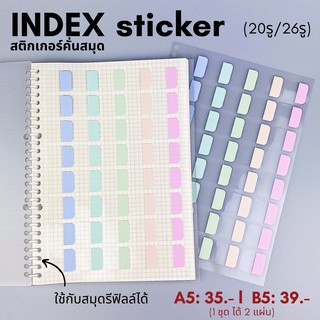 ภาพขนาดย่อของสินค้า(พร้อมส่ง) สติกเกอร์คั่นสมุด Index sticker A5/B5 เหมาะกับใช้งานร่วมกับสมุดรีฟิลล์-แฟ้ม (แบบเจาะรู20/รู26รู)