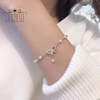 สินค้า สร้อยข้อมือสําหรับผู้หญิงประดับมุก Rhinestone Hollow