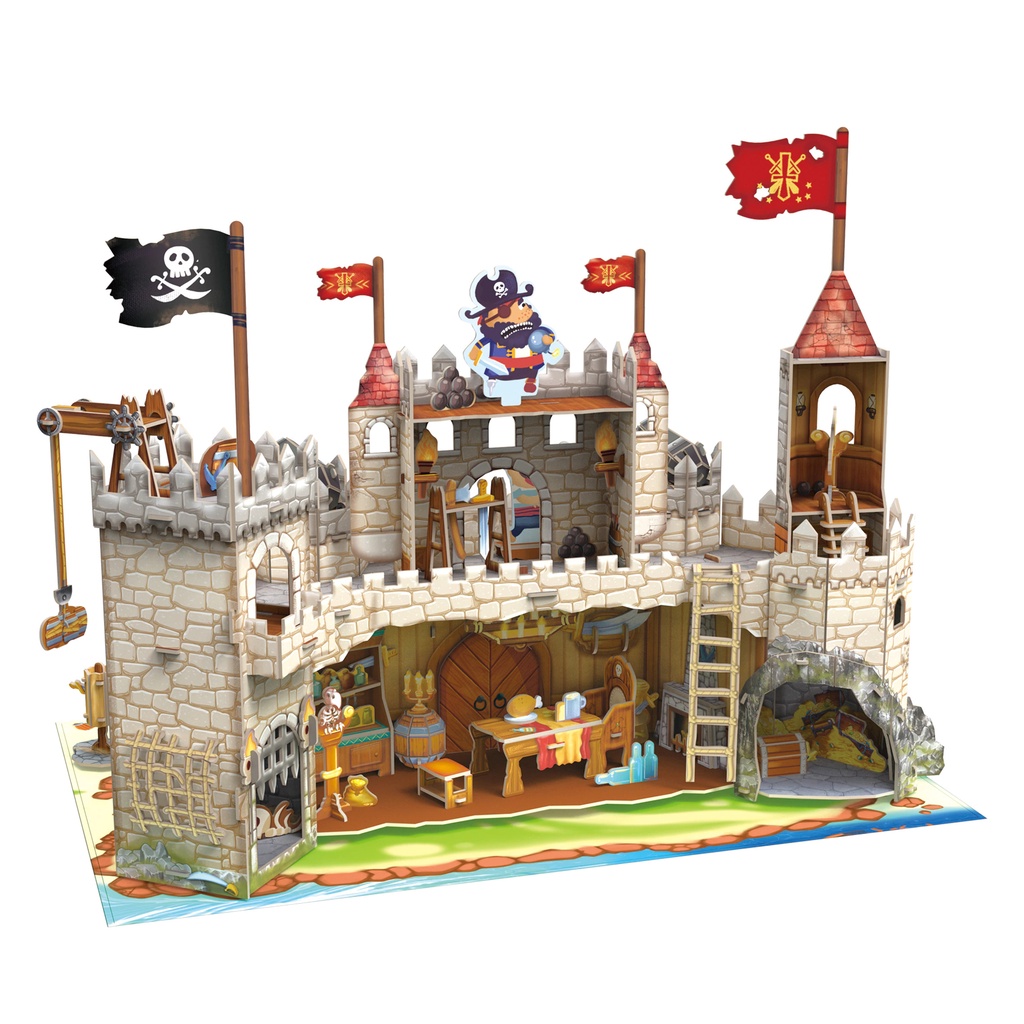 จิ๊กซอว์-3-มิติ-ปราสาทโจรสลัด-pirate-knight-castle-p833-แบรนด์-cubicfun-ของแท้-100-สินค้าพร้อมส่ง