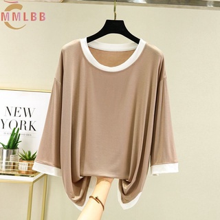 พร้อมส่ง เสื้อยืดลําลอง ผ้าฝ้าย แขนสั้น คอกลม ทรงหลวม สไตล์เกาหลี สําหรับสตรี