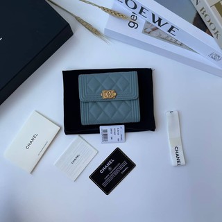 Chanel wallet ใบสั้น สีฟ้า Grade vip  อปก.Fullboxset