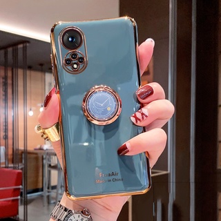 เคสโทรศัพท์มือถือ ซิลิโคนนิ่ม พร้อมแหวนขาตั้ง หรูหรา สําหรับ Huawei P50 P40 P30 P20 Pro P20 P30 Lite