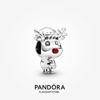 Pandora ชาร์มกวางเรนเดียร์ จมูกแดง ของขวัญวันหยุด สําหรับผู้หญิง p804