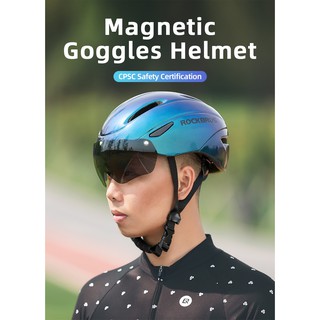 ภาพขนาดย่อของภาพหน้าปกสินค้าrockbros หมวกกันน็อคขี่จักรยานพร้อมแว่นตากันแดด 57-62 ซม. จากร้าน cycling1.th บน Shopee
