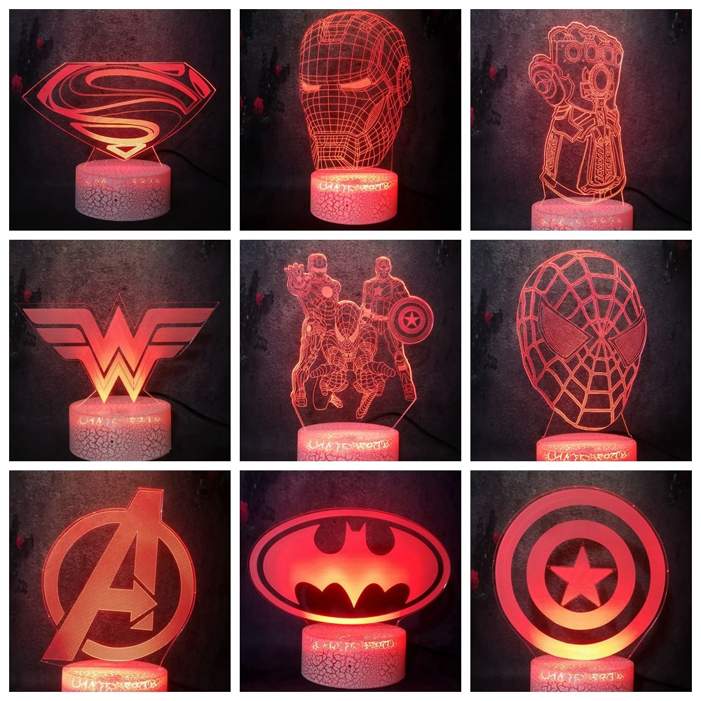 Marvel Avenger Leagues รุ่น LED Crack โคมไฟข้างเตียง Spiderman Ironman ...