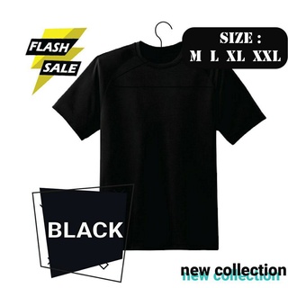 เสื้อยืดสีดำอินเทรนด์เสื้อยืดคอกลม สีพื้น สีดำ ผ้าเบาสบาย ใส่ได้ทั้งชายและหญิง ST01S M L   XL  XXL