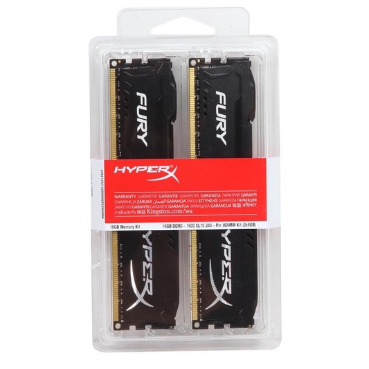 Kingston HyperX FURY 16GB Kit (2x8GB) 1600MHz DDR3 CL10 DIMM Black