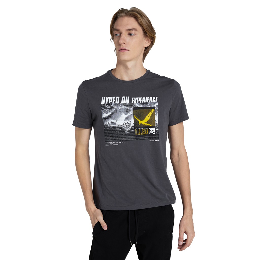 davie-jones-เสื้อยืดพิมพ์ลาย-สีเทา-graphic-print-t-shirt-in-grey-tb0178gy