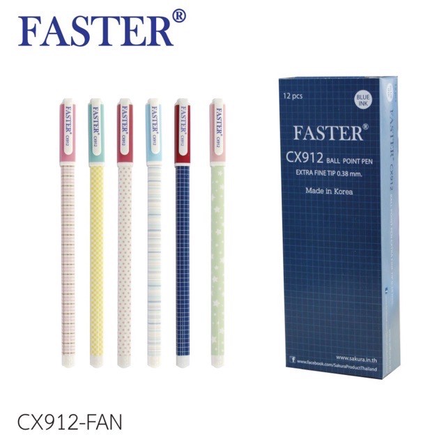 ปากกาลูกลื่น-faster-cx912-ขนาด0-38มม-ปากกาลูกลื่นด้ามเหลี่ยม