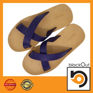🔰 BlackOut cross 🔰 รองเท้าแตะ รองเท้ายางกันลื่น พื้นทอง(หูน้ำเงิน)