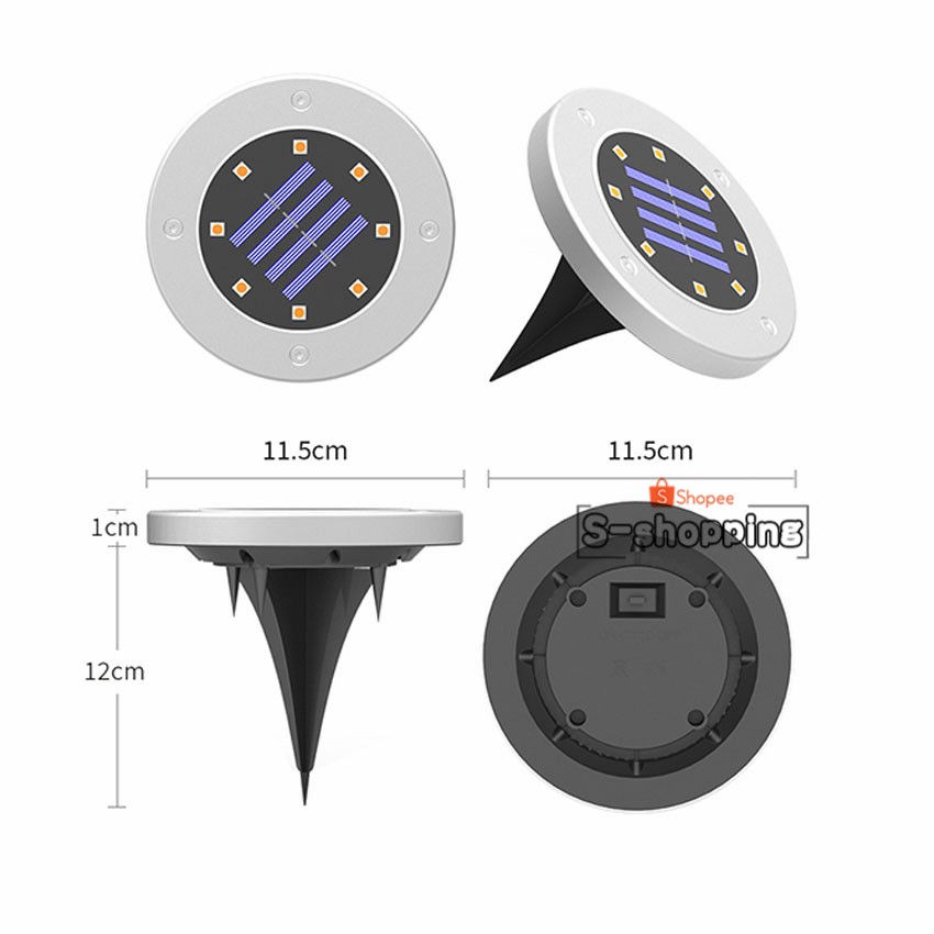 ภาพหน้าปกสินค้าไฟสีส้ม Solar Garden Light 8LED โคมไฟตกแต่งสนามหญ้า ฝังพื้นโซล่าเซลล์ * จากร้าน tongcool บน Shopee