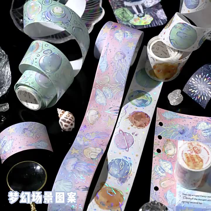 เทปวาชิเลเซอร์-ลายผีเสื้อ-มหาสมุทรน่ารัก-สําหรับตกแต่งสมุดภาพ-เครื่องเขียน-diy