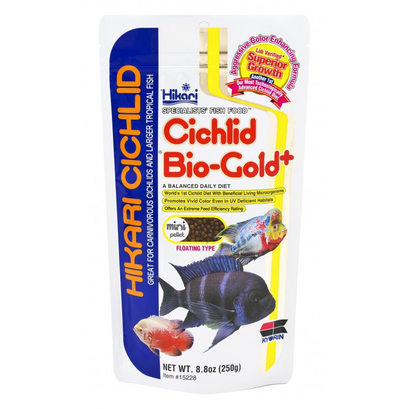 อาหารปลา-อาหารปลาหมอสี-ปลาหมอสี-เร่งสี-hikari-cichlid-bio-gold-250กรัม