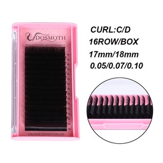 ภาพขนาดย่อของสินค้าDOSMOTH ขนตา ขนตาปลอม 0.05 0.07 0.10 C/D high quality Extra long eyelash extension 17mm 18mm natural false eyelashes