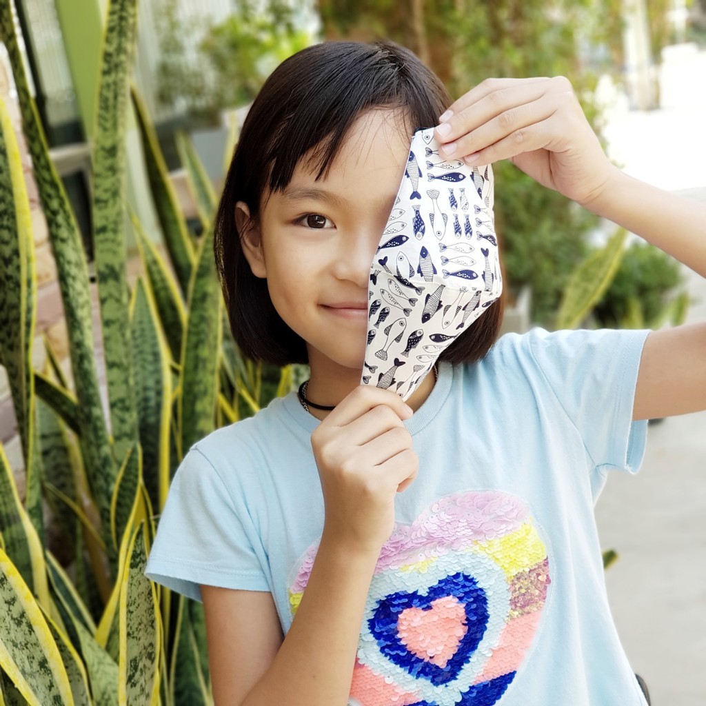ภาพสินค้าหน้ากากผ้าเด็ก 2-10 ขวบ สายปรับได้มีตัวล็อค ผ้ามัสลิน+คอตตอน ทรง 3D จากร้าน eakkachaikantawong บน Shopee ภาพที่ 8
