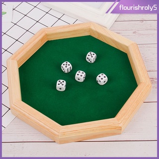 Heavy Duty 12" Octagonal Wooden Dice Tray with Felt Lined Rolling Surface