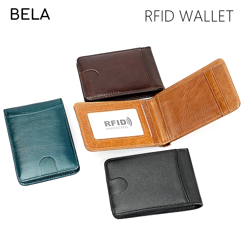 กระเป๋าสตางค์-rfid-หนังแท้-bela-สำหรับผู้ชายผู้หญิงสั้นสบาย-ๆ-ธุรกิจบาง