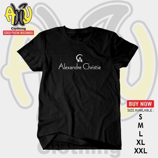 Alexandre CHRISTIE เสื้อยืดแขนสั้น ผ้าฝ้าย พิมพ์ลาย Combed 30s สีดํา ไซซ์ S M L XL XXLสามารถปรับแต่งได้