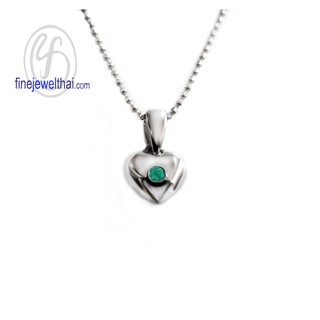 Finejewelthai จี้มรกต จี้เงินแท้ จี้พลอย พลอยประจำเดือนเกิด-Emerald-Pendant-Silver-P1011em