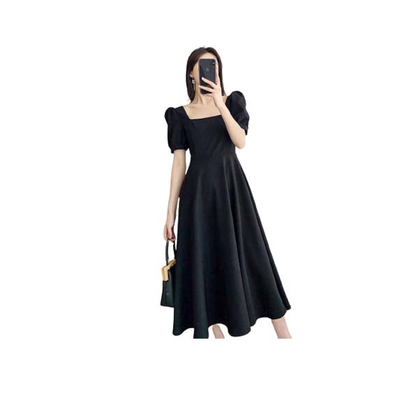 ภาพสินค้าCatalog Fashion ชุดเดรสยาวคอเหลี่ยมสีดำพื้น แขนสั้นทรงตุ๊กตา จากร้าน catalog2live บน Shopee ภาพที่ 9