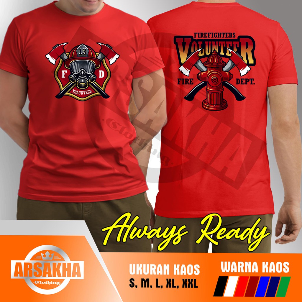 เสื้อยืด-พิมพ์ลาย-fire-fighter-volunteer-v2-arsakha-สําหรับผู้ชาย