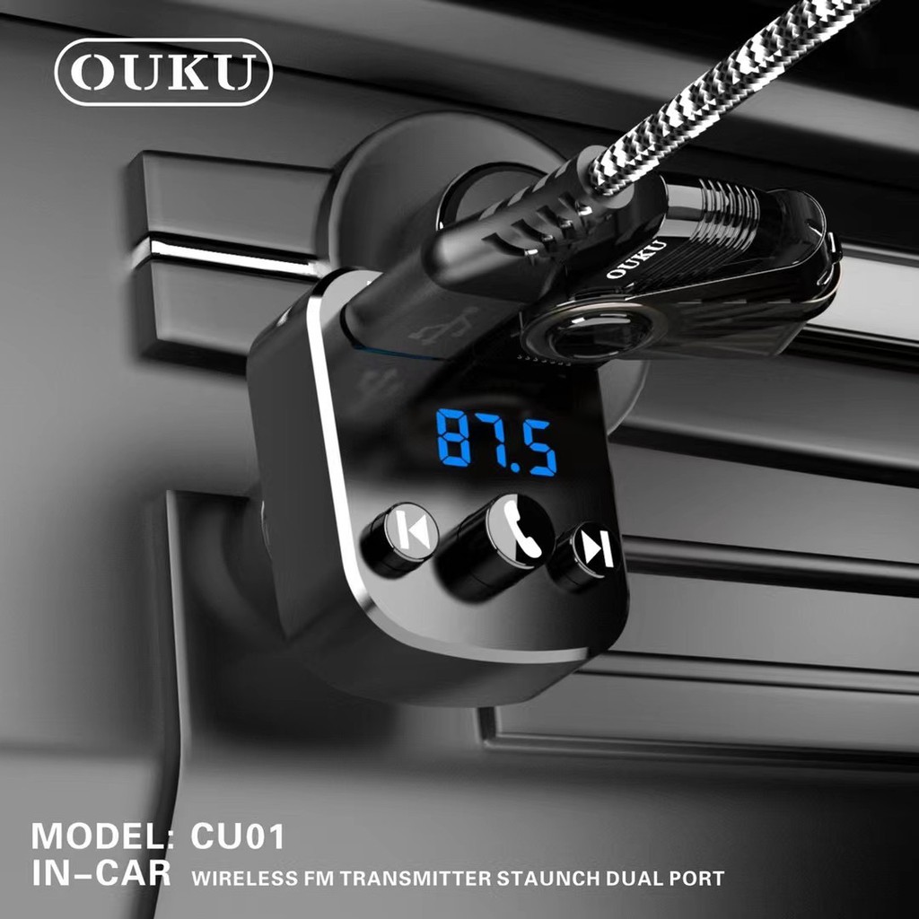 ouku-cu01-ที่ชาร์จแบตในรถ-ชาร์จเร็ว-5a-เสียบแฟลชไดร์ฟได้-เสียบต่อฟังเพลงได้-พร้อมไฟเเสดงผลแบบled-รับสาย-กดข้ามเพลงได้