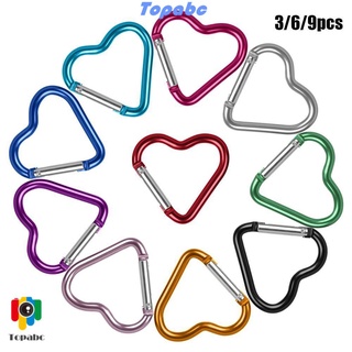 สินค้า Top พวงกุญแจคาราบิเนอร์ รูปหัวใจ อลูมิเนียม 10 สี คุณภาพสูง สําหรับตั้งแคมป์ ปีนเขา 3 6 9 ชิ้น
