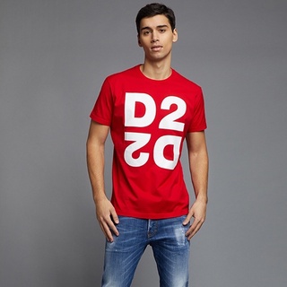 Dsquared2/d2 เสื้อยืดคอกลม แขนสั้น พิมพ์ลายโลโก้ D2 ทรงหลวม เหมาะกับฤดูใบไม้ผลิ และฤดูร้อน สําหรับผู้ชายยืด.สบาย.รัก