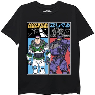 เสื้อยืดผ้าฝ้ายพรีเมี่ยม เสื้อยืดแขนสั้น พิมพ์ลายดิสนีย์ Lightyear Buzz Vs Zurg ผู้ชาย