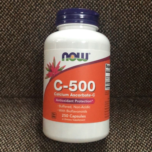 Exp08/22 Vitamin C 500 Calcium AscorbateC ยี่ห้อ NOW 250แคปซูล พร้อม