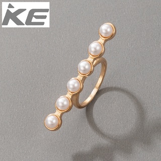 White-collar jewelry Simple inlaid pearl horizontal word single ring for girls for women low p