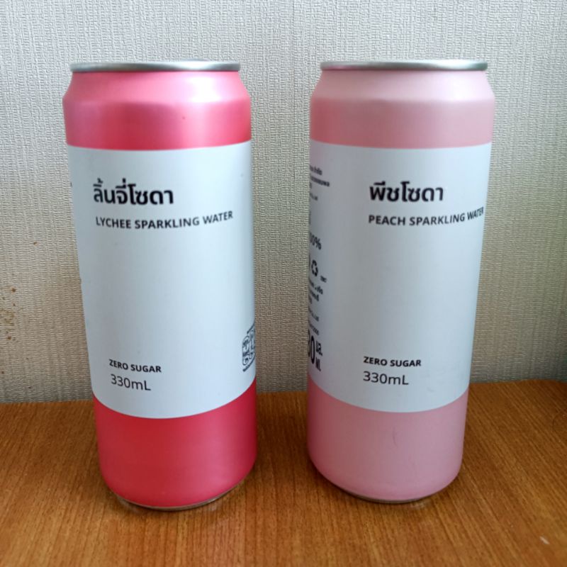 IKEA Sparkling water น้ำโซดา (ลิ้นจี่, พีช) น้ำตาล 0 ขนาด 330 ml