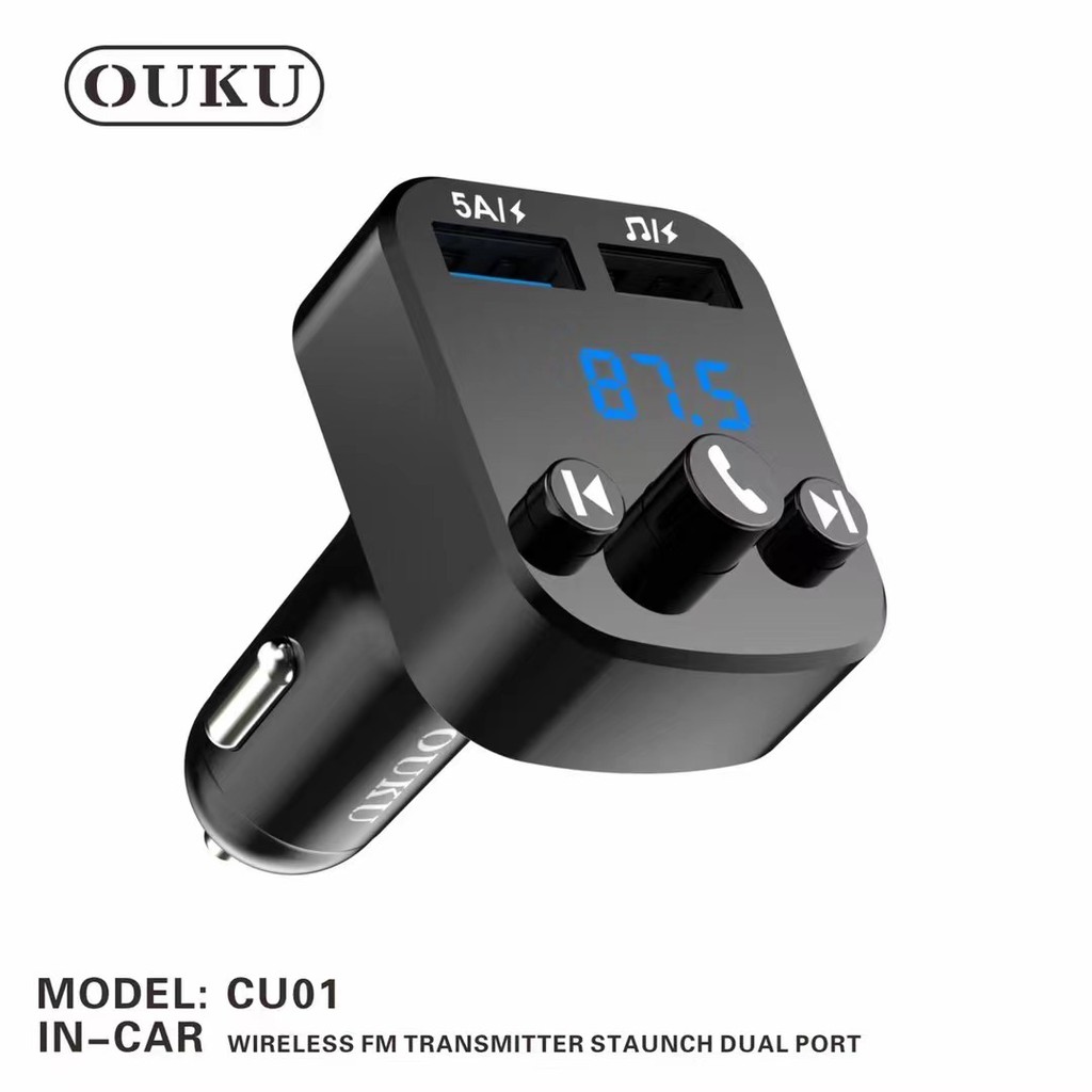 ouku-cu01-ที่ชาร์จแบตในรถ-ชาร์จเร็ว-5a-เสียบแฟลชไดร์ฟได้-เสียบต่อฟังเพลงได้-พร้อมไฟเเสดงผลแบบled-รับสาย-กดข้ามเพลงได้