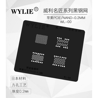 Wylie WL-00 PCIE BGA แผ่นแม่แบบตาข่าย ลายฉลุ สีดํา สําหรับ iPhone iPad Nand Flash Memory Chip IC Solder Tin Plant Heat Template Black Steel Mesh