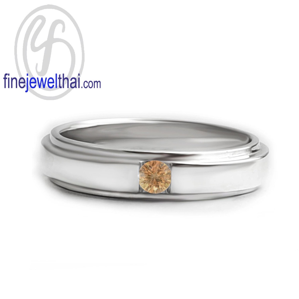 finejewelthai-แหวนบุษราคัม-บุษราคัม-แหวนพลอย-แหวนประจำเดือนเกิด-yellow-sapphire-silver-ring-birthstone-r1418yl