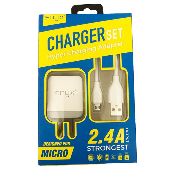 ส่งฟรีต้องใช้โค้ด-charger-set-ชุด-adapter-2-4a-enyx-พร้อมสายชาร์จ-กล่องเหลืองฟ้า