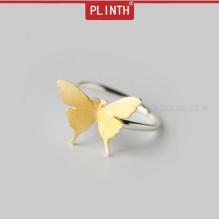 PLINTH แหวนทองคำ 24K แบบเรียบง่ายผีเสื้อแบบเปิด1631