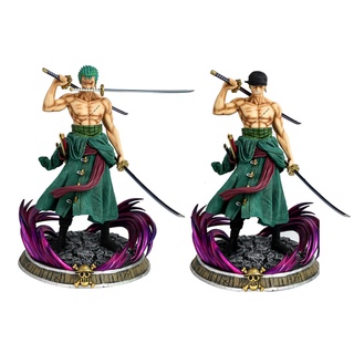 โมเดลฟิกเกอร์ PVC รูปปั้นอนิเมะ One Piece Roronoa Zoro ขนาด 27 ซม. เปลี่ยนหัวได้ สําหรับเก็บสะสม