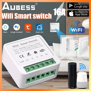 【 Fast】สมาร์ท Tuya WIFI สวิตช์ขนาดเล็กสวิตช์16A AC100-240V รองรับรีโมทคอนโทรลแบบไร้สาย2ทาง-FEI