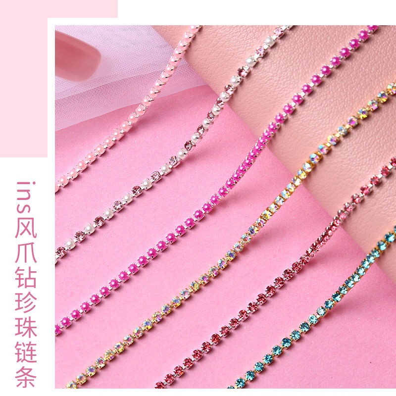 เครื่องประดับ-diy-เครื่องประดับโซ่เงาเล็บ-rhinestone-close-อะไหล่เล็บ-สําหรับตกแต่งเล็บ