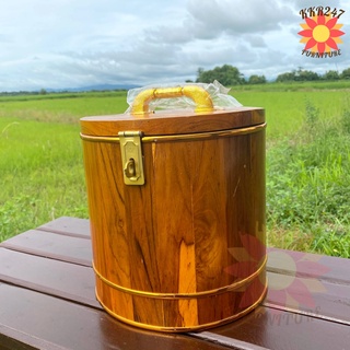 CARAWOOd ถังออมสินกระปุกออมสิน ถังไม้ ไม้สักทอง (ขนาด 9*9 นิ้ว )ถังไม้ใส่เงิน ใส่ธนบัตร ถังเงิน ถังทอง