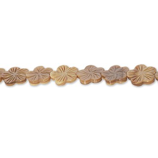 เปลือกหอยแท้ (Mother-of-pearl) ลักษณะเม็ดรูปทรงดอกไม้ 17 mm - (LZ-0161 สีน้ำตาล)